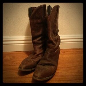 Durango Brown Leather Cowboy Heeled Boots